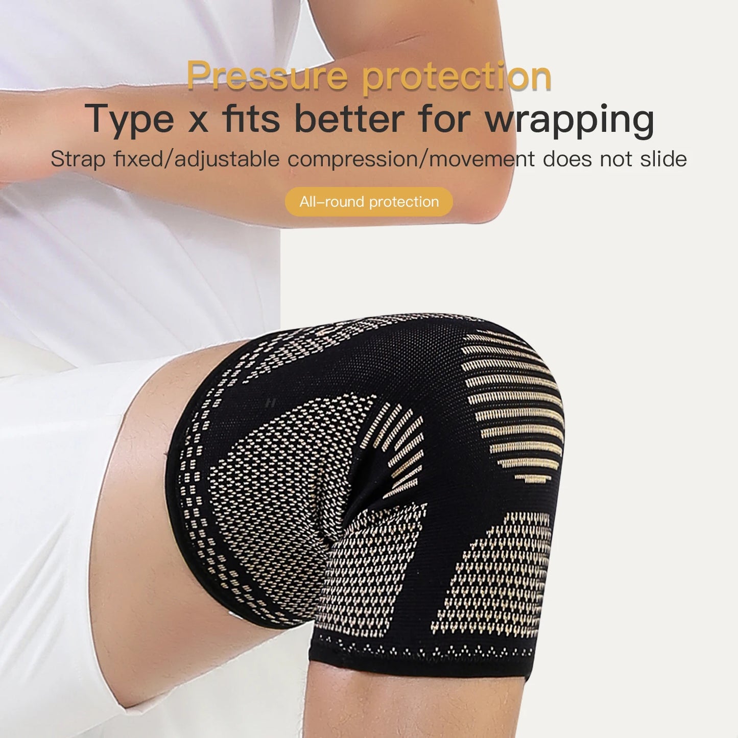 2PC Copper Knee Brace Compression Sleeve for Sports
