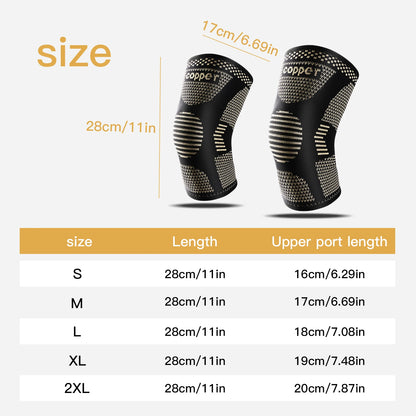 2PC Copper Knee Brace Compression Sleeve for Sports